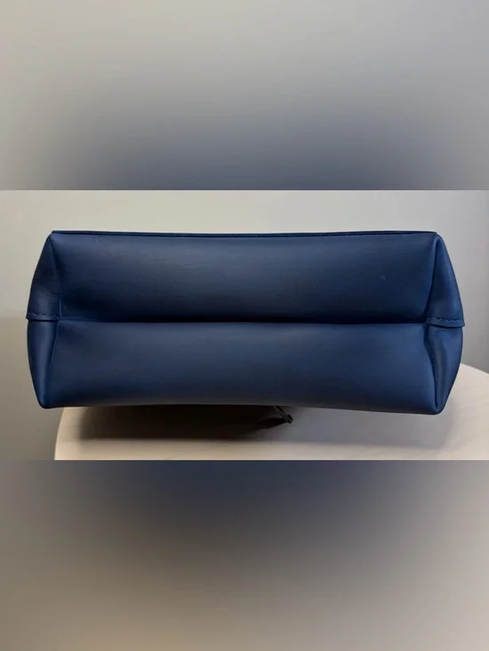 Portland Leather Mini Crossbody Tote Deep Water Blue EUC - Picture 11 of 15